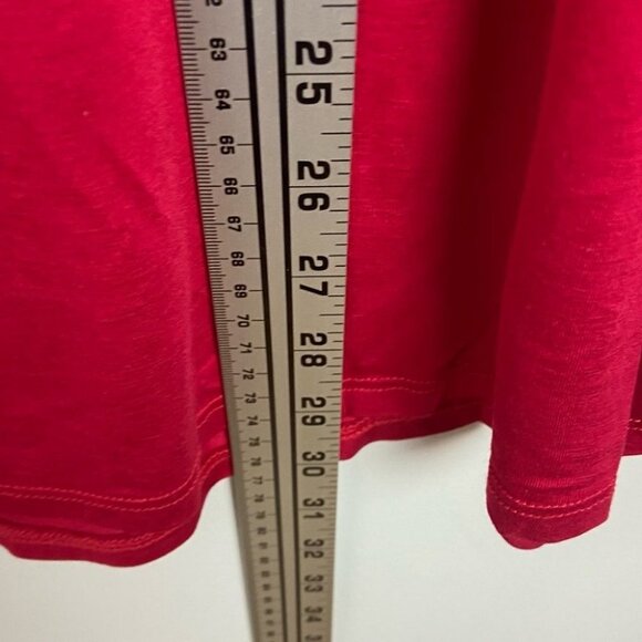 Cable Gauge Red Split Bell Sleeve Buttons Size 1X Blouse Crew Neck Top Blouse - Picture 10 of 10